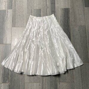 Van Klee Taffeta Gored Full Sweep Circle Midi Skirt White Size Small
